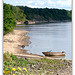 Boat and a Barge on the Banks of the Mississippi River.HPIM2608
