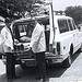 Jim Moshinskie, left, and Van McClintock, at Emerson Funeral Home's Ambulance Unit 9, Jonesboro, Arkansas, 1969